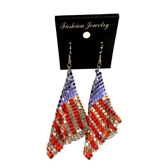 Red White & Blue Patriotic Earring Bundle 2 pairs - Picture 3 of 8